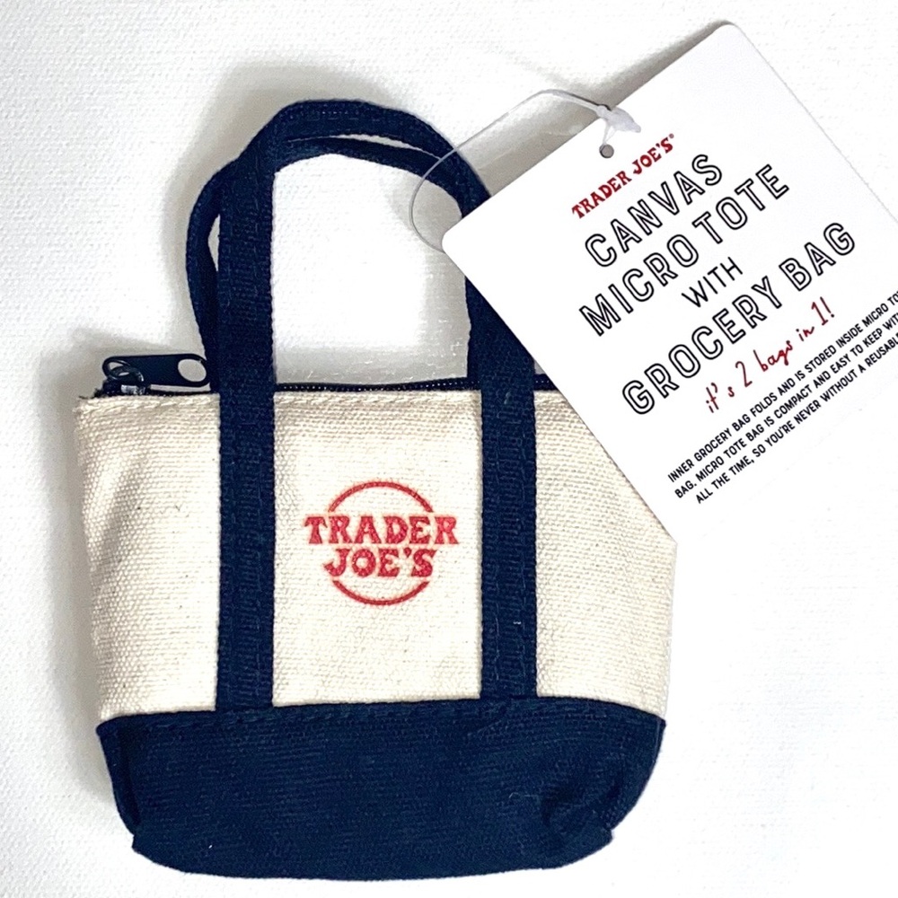 NWT Trader Joe's MICRO Canvas Navy Blue Tote.